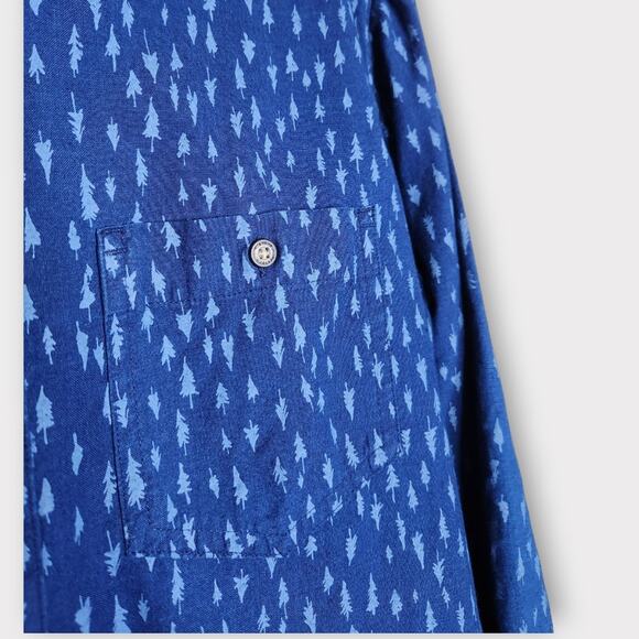 Toad & Co Blue Tree Print Slim Fit Long Sleeve Button Down Shirt Men’s Large - Picture 4 of 8